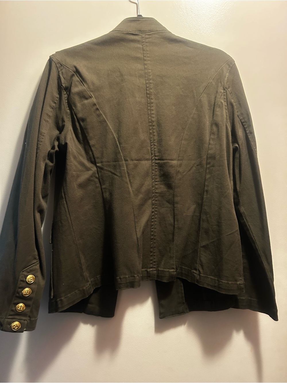 New Military-Style Women’s Jacket with Gold Buttons - Olive Green - Picture 3 of 4